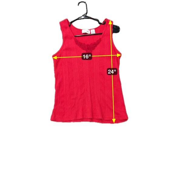 Extra Touch Sleeveless Ribbed Tank Top Red Plus Sz 2X Floral Lace Textured Boho - Picture 6 of 9